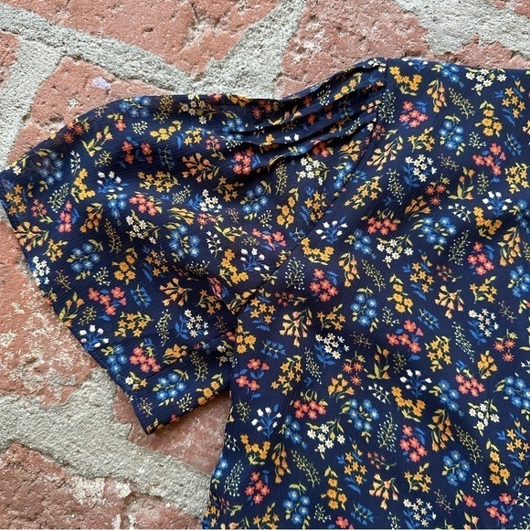 Madewell Cross-Front Mini Dress in Garden Party Liberty Blue Night floral size 0 - Picture 15 of 16